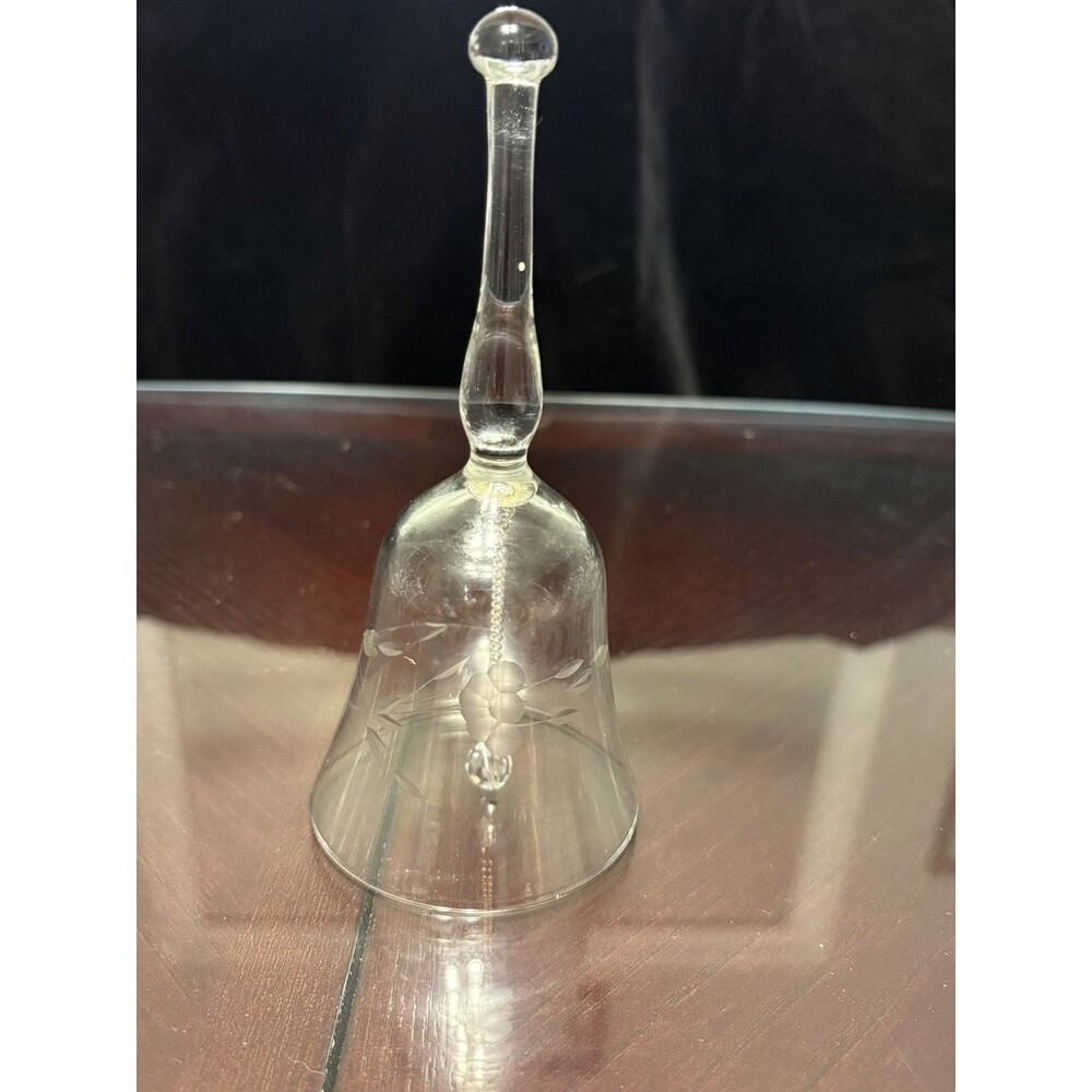 Vintage Princess House 6" Handblown Crystal Etched Dinner Bell Heritage Estate